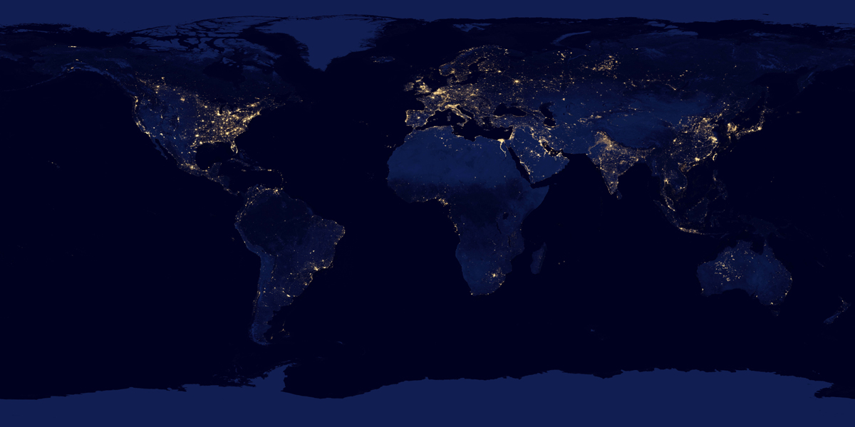 NASA image of globe at night